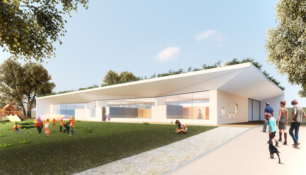 Geplanter Kindergarten in Moosdorf; Rendering: Architekturkantine